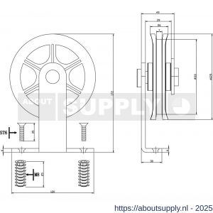 Intersteel Living 4501 set van 2 rollers spaakwiel 170 mm voor schuifdeursysteem 450120 met bevestiging staal mat zwart - S26008330 - afbeelding 2