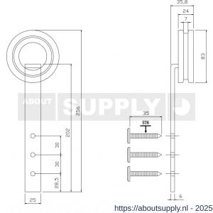 Intersteel Living 4501 set van 2 rollers open wiel 255 mm voor schuifdeursysteem 450123 met bevestiging staal mat zwart - S26008333 - afbeelding 2
