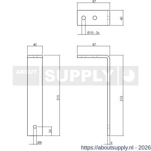 Intersteel Living 4501 set van 5 plafondbeugels 216 mm voor schuifdeursysteem 2 m staal mat zwart - S26009201 - afbeelding 2