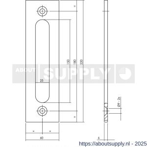 Intersteel Living 4501 schuifdeurkom rechthoekig opschroevend 220x60x6 mm zwart - S26009953 - afbeelding 2