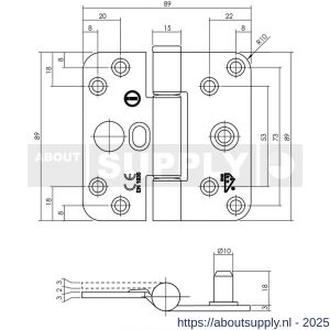 Intersteel Living 4625 SKG3 glijlagerscharnier afgerond 89x89x3 DIN Rechts CE (EN1935: 2002) zwart zonder schroeven - S26009202 - afbeelding 2
