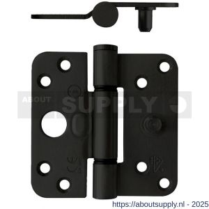Intersteel Living 4625 SKG3 glijlagerscharnier afgerond 89x89x3 DIN links CE (EN1935: 2002) zwart zonder schroeven - S26009203 - afbeelding 1