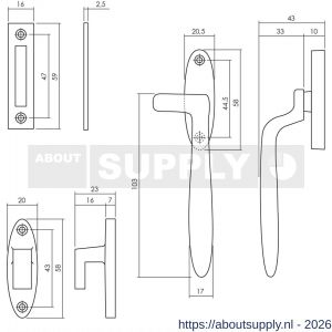 Intersteel Living 5614 raamsluiting Dudok links met sluitplaat en sluithaak zwart - S26009208 - afbeelding 2
