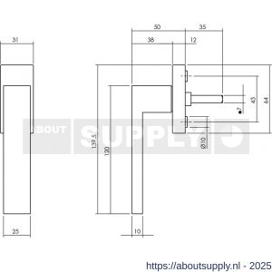 Intersteel Living 6156 raamkruk Amsterdam op stalen rechthoekige rozet stift 7x35 mm RVS structuur zwart - S26010337 - afbeelding 2