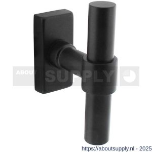 Intersteel Living 6156 raamkruk T-vorm recht op stalen rechthoekige rozet stift 7x35 mm RVS structuur zwart - S26010339 - afbeelding 1
