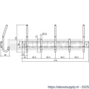 Intersteel Living 7380 garderoberek 378x155 mm met 5 haken zwart - S26009215 - afbeelding 2