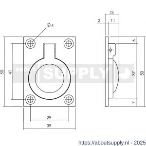 Intersteel Living 7526 luikring recht 50x39 mm zwart - S26009967 - afbeelding 2