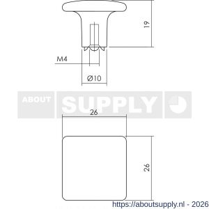 Intersteel Living 8478 meubelknop vierkant vlak 26x26 mm zwart - S26009218 - afbeelding 2