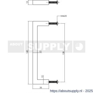 Intersteel Living 8927 meubelgreep vierkant 12x12x140 mm boormaat 128 mm zwart - S26009225 - afbeelding 2