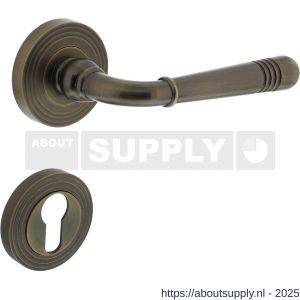 Intersteel 1725 deurkruk Helena op rozet verdekt met rillen diameter 55x10 mm met nokken en cilinderrozetten gebruineerd - S26008349 - afbeelding 1