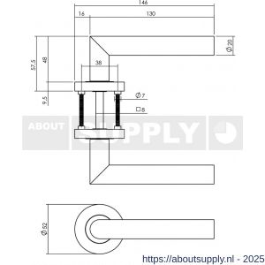 Intersteel Living 1693 set loopslot wit met deurkruk Bastian op rozet diameter 52x10 mm wit - S26011055 - afbeelding 2