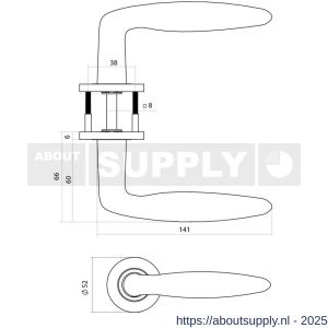 Intersteel 1023 deurkruk gatdeel rechts Q 03 op rozet verdekt diameter 52x6 mm PVD antraciet - S26011234 - afbeelding 2