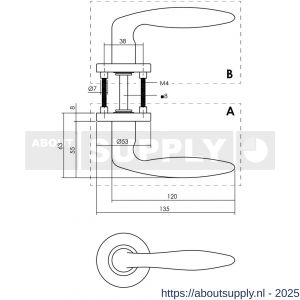 Intersteel 1281 deurkruk gatdeel links Jupiter op rozet verdekt diameter 53x8 mm met nokken antraciet grijs - S26010366 - afbeelding 2