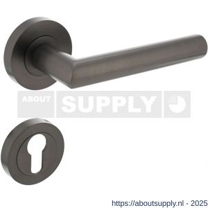 Intersteel 1693 deurkruk Bastian op rozet verdekt diameter 52x10 mm met nokken en cilinderrozetten antraciet grijs - S26010373 - afbeelding 1