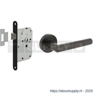 Intersteel Living 1693 set loopslot zwart met deurkruk Bastian op rozet diameter 52x10 mm antraciet grijs - S26011059 - afbeelding 1
