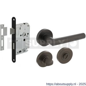 Intersteel Living 1693 set toiletslot 63/8 zwart met deurkruk Bastian op rozet diameter 52x10 mm en WC-sluiting antraciet grijs - S26011060 - afbeelding 1