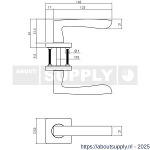 Intersteel 1712 deurkruk gatdeel rechts Minos op rozet verdekt 55x55x10 mm met nokken antraciet grijs - S26010380 - afbeelding 2