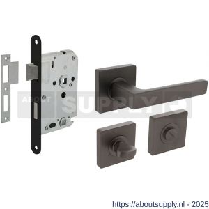 Intersteel Living 1713 set toiletslot 63/8 mm zwart met deurkruk Hera op rozet 55x55 mm en WC-sluiting antraciet grijs - S26011062 - afbeelding 1