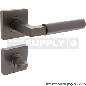 Intersteel 1741 deurkruk Baustil op rozet verdekt 55x55x10 mm met nokken en WC-sluiting met stift 8x8 mm antraciet grijs - S26010397 - afbeelding 1