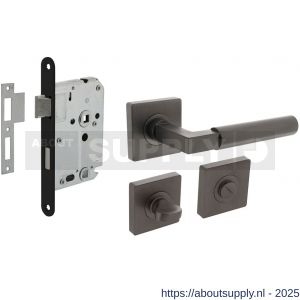 Intersteel Living 1741 set toiletslot 63/8 mm zwart met deurkruk Baustil op rozet 55x55 mm en WC-sluiting antraciet grijs - S26011064 - afbeelding 1