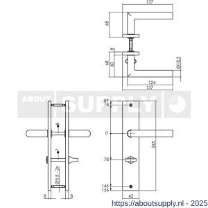 Intersteel 1743 deurkruk Bastian op schild rechthoekig 245x45 mm WC 78/7 mm antraciet grijs - S26010422 - afbeelding 2