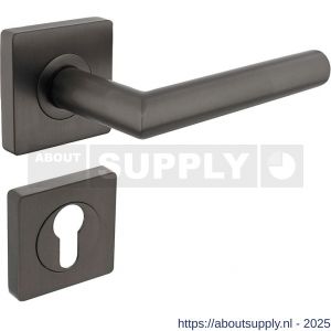 Intersteel 1747 deurkruk Bastian op rozet verdekt 55x55x10 mm met nokken en cilinderrozetten antraciet grijs - S26010808 - afbeelding 1