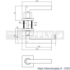 Intersteel Living 1747 set toiletslot 63/8 mm zwart met deurkruk Bastian op rozet 55x55 mm en WC-sluiting antraciet grijs - S26011069 - afbeelding 2