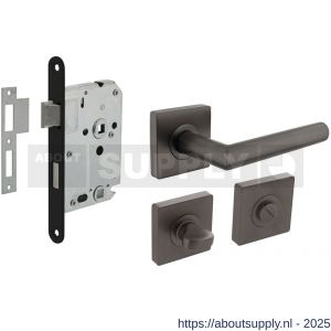 Intersteel Living 1747 set toiletslot 63/8 mm zwart met deurkruk Bastian op rozet 55x55 mm en WC-sluiting antraciet grijs - S26011069 - afbeelding 1