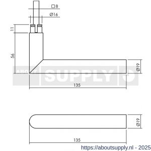 Intersteel 0611 deurkruk gatdeel Jura op rozet verdekt 53x53X10 mm RVS getrommeld - S26011266 - afbeelding 2
