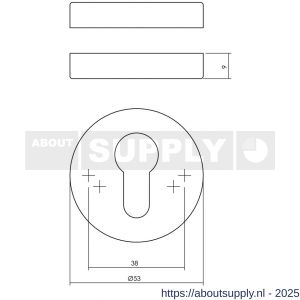 Intersteel 3410 cilinderrozetten verdekt diameter 53x9 mm RVS getrommeld - S26010860 - afbeelding 2