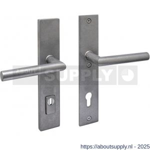 Intersteel 3964 SKG3 veiligheidsbeslag rechthoekig 250x50 mm kruk-kruk Jura met veerconstructie profielcilindergat 92 mm met kerntrekbeveiliging RVS getrommeld - S26010847 - afbeelding 1