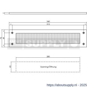 Intersteel 4015 tochtwering rechthoekig 340x76 mm RVS getrommeld - S26010842 - afbeelding 2