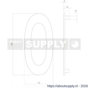 Intersteel 4020 huisnummer 0 150 mm RVS getrommeld - S26010840 - afbeelding 2