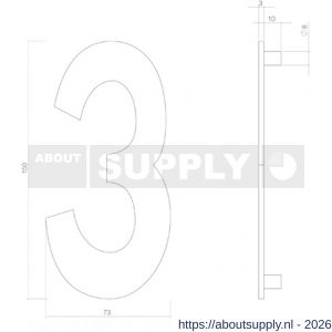 Intersteel 4020 huisnummer 3 150 mm RVS getrommeld - S26010837 - afbeelding 2