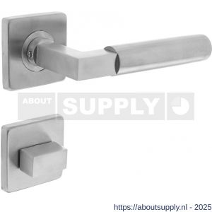Intersteel 0378 deurkruk Baustil op rozet verdekt 53x53x8 mm met nokken en WC-sluiting met stift 8x8 mm RVS - S26005253 - afbeelding 1
