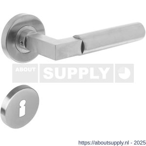 Intersteel 0379 deurkruk Baustil op rozet verdekt diameter 53x8 mm met nokken en sleutelrozetten RVS - S26005257 - afbeelding 1