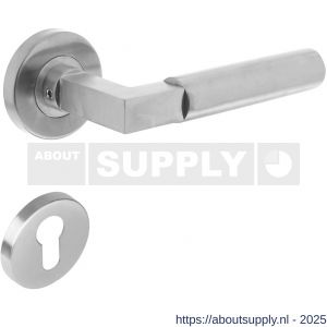 Intersteel 0379 deurkruk Baustil op rozet verdekt diameter 53x8 mm met nokken en cilinderrozetten RVS - S26005258 - afbeelding 1