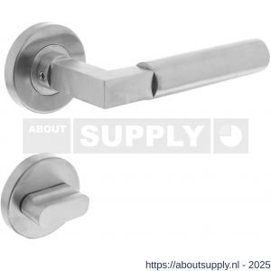 Intersteel 0379 deurkruk Baustil op rozet verdekt diameter 53x8 mm met nokken en WC-sluiting met stift 8x8 mm RVS - S26005259 - afbeelding 1