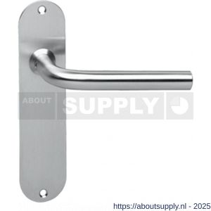 Intersteel 0566 deurkruk Recht diameter 16 mm op schild ovaal 175x41x2 mm WC 72/8 mm RVS - S26000704 - afbeelding 1
