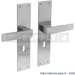 Intersteel Essentials 0571 deurkruk Amsterdam met schild rechthoekig 250x55x2 mm sleutelgat 56 mm RVS - S26008393 - afbeelding 1