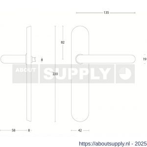 Intersteel Living 0576 deurkruk Rond op schild verdekt ovaal 220x42 mm blind RVS - S26001937 - afbeelding 2