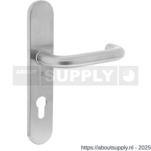 Intersteel 0576 deurkruk gatdeel rechts Rond op schild verdekt ovaal 220x42 mm profielcilindergat 72 mm RVS - S26005270 - afbeelding 1