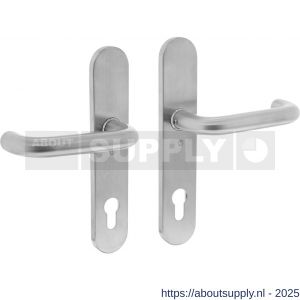 Intersteel 0576 deurkruk Rond op schild verdekt ovaal 220x42 mm profielcilindergat 92 mm RVS - S26005272 - afbeelding 1