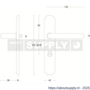 Intersteel Essentials 0576 deurkruk Rond op schild verdekt ovaal 220x42 mm WC 63/8 mm RVS - S26001942 - afbeelding 2