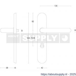 Intersteel 0576 deurkruk Rond op schild verdekt ovaal 220x42 mm WC 72/8 mm RVS - S26001943 - afbeelding 2