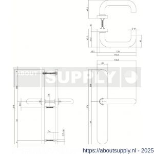 Intersteel 0579 deurkruk Rond op XL schild verdekt ovaal 278x40 mm blind RVS - S26005276 - afbeelding 2