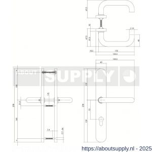 Intersteel 0579 deurkruk Rond op XL schild verdekt ovaal 278x40 mm profielcilindergat 72 mm RVS - S26005278 - afbeelding 2
