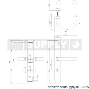 Intersteel 0579 deurkruk Rond op XL schild verdekt ovaal 278x40 mm WC 72/8 mm RVS - S26005279 - afbeelding 2