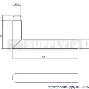 Intersteel 0583 deurkruk gatdeel Hoek 90 graden diameter 19 mm voor. espagnolet RVS - S26005280 - afbeelding 2