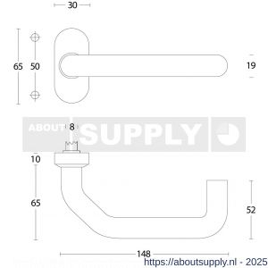 Intersteel Living 0602 deurkruk Verkropt op rozet verdekt ovaal 65x30x10 mm RVS - S26000484 - afbeelding 2
